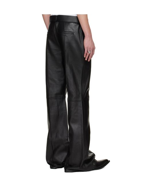 Lu'u Dan Black Bruce Lee X Collaboration Flared Leather Pants for men