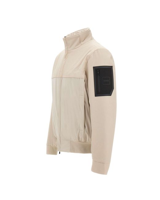 Boss Natural High Neck Panelled Jacket for men