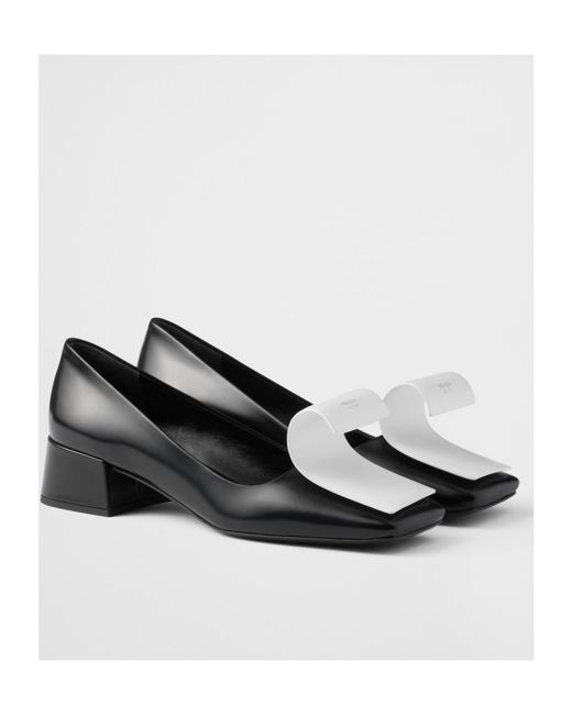 Prada Black Two-Toned Square-Toe Pumps