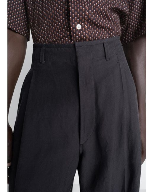 Lemaire Blue Pleated Tailored Pants for men