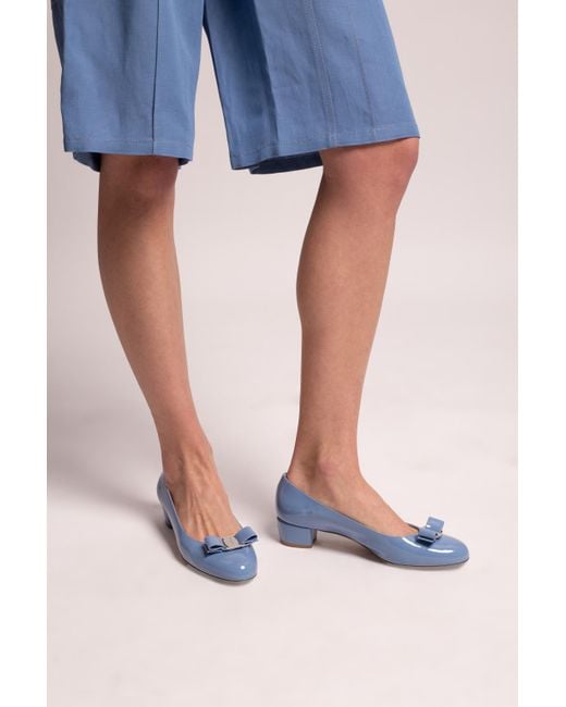 Ferragamo Blue Bow-Tie High Heels