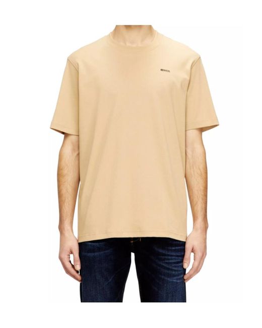 DIESEL Natural T-Adjust-Met Logo Lettering Crewneck T-Shirt for men