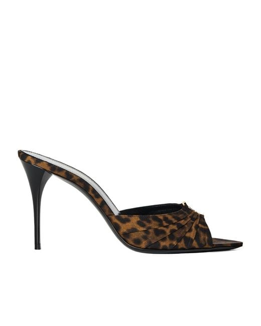 Saint Laurent Brown Leopardprint Squaretoe Mule Sandal