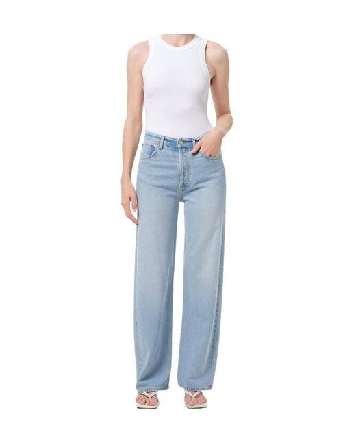 Agolde Blue Ren 32 High-Rise Wide-Leg Jeans