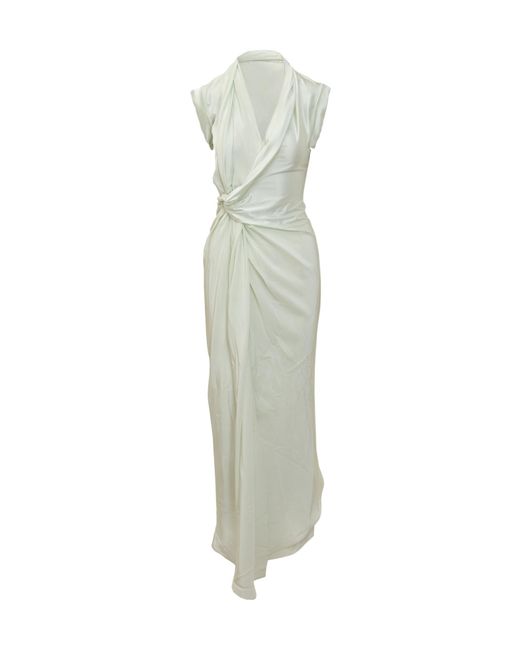 Victoria Beckham Green Asymmetric Twist Dress