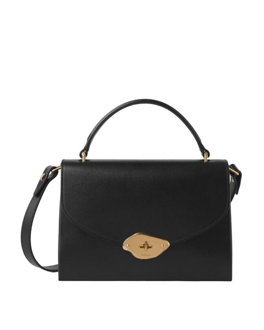Mulberry Black Lana Logo-Engraved Foldover Top Tote Bag