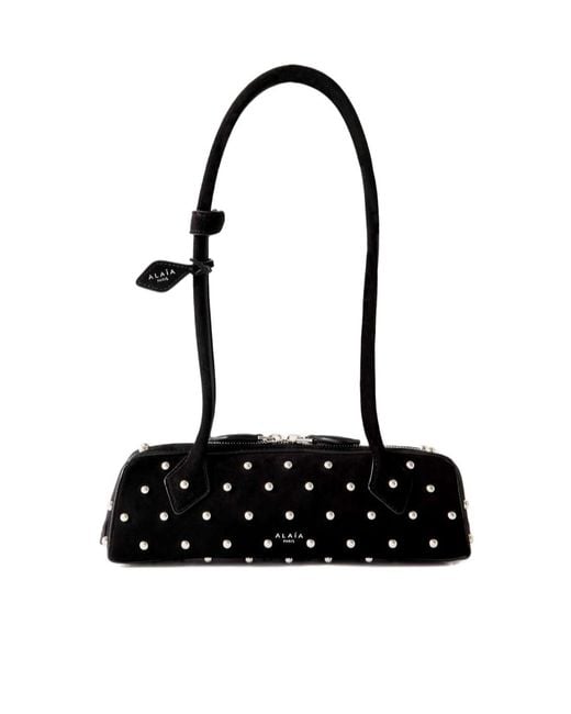 Alaïa Black Alaïa Le Teckel Small Stud Embellished Shoulder Bag