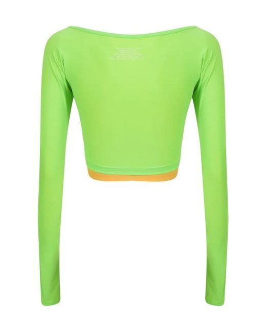Sunnei Green Spoon-Neck Layered Short T-Shirt