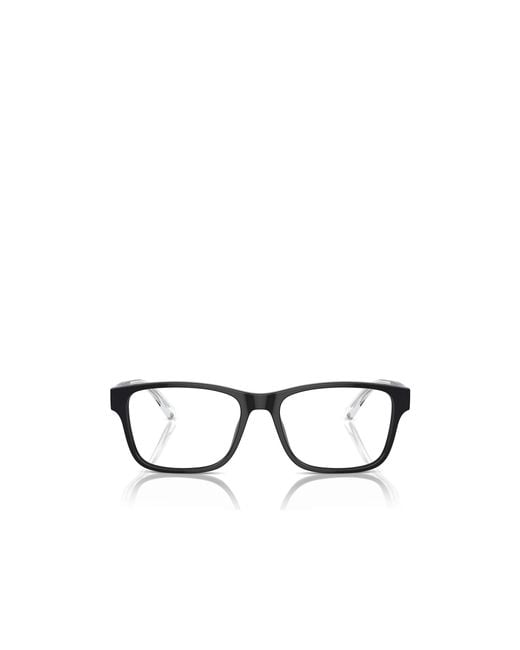 Emporio Armani White Rectangular Frame Glasses for men