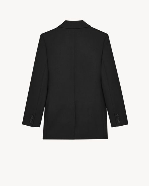 Saint Laurent Black Double-Breasted Long-Sleeved Blazer