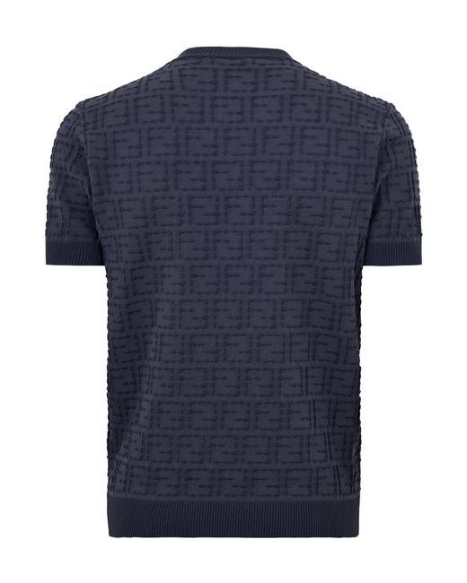 Fendi Blue Short-Sleeve Knit Top for men
