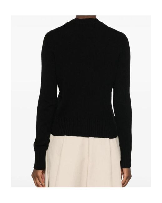 Aragona Black V-Neck Ribbed-Trim Sweater