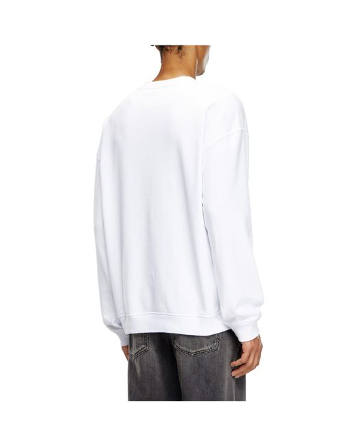 DIESEL White Cut-Out Oval D Logo Sweatshirt for men