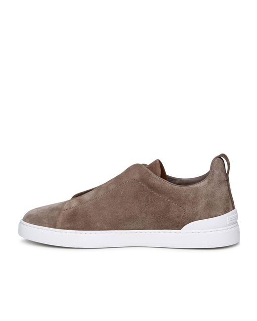 Zegna Brown Triple Stitch Trainers for men