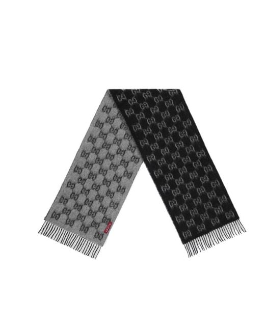 Gucci Black Gg Alpaca Wool Scarf for men