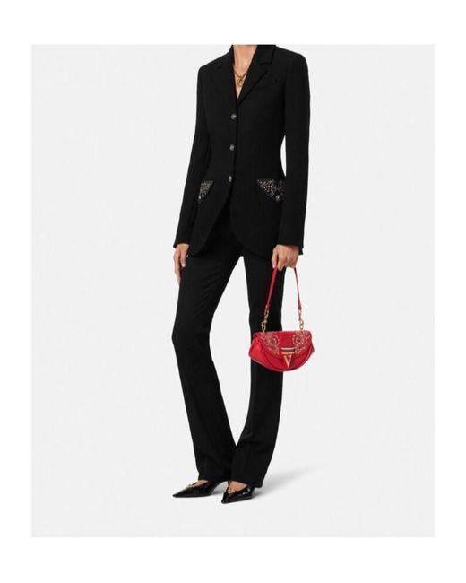 Versace Black Embellished Single-Breasted Blazer