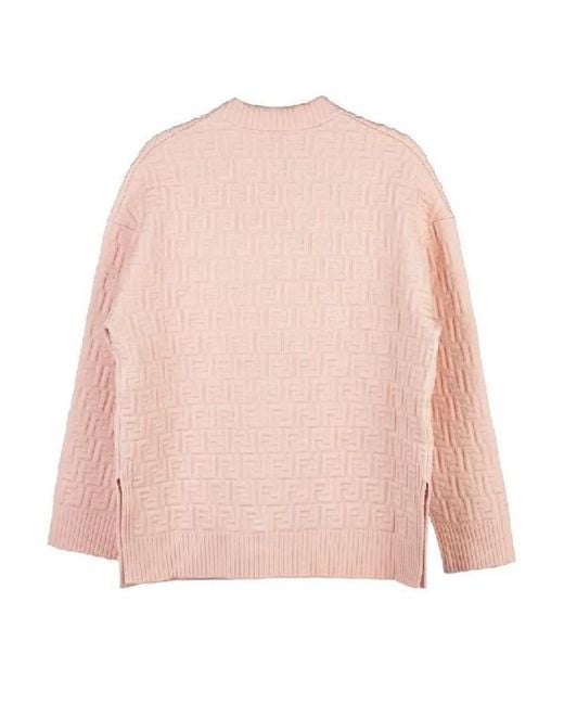 Fendi Pink All-Over Ff Motif Embossed Pullover
