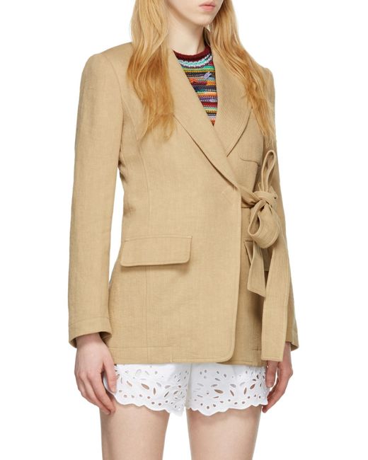 Chloé Natural Side-Tie Single-Breasted Jacket