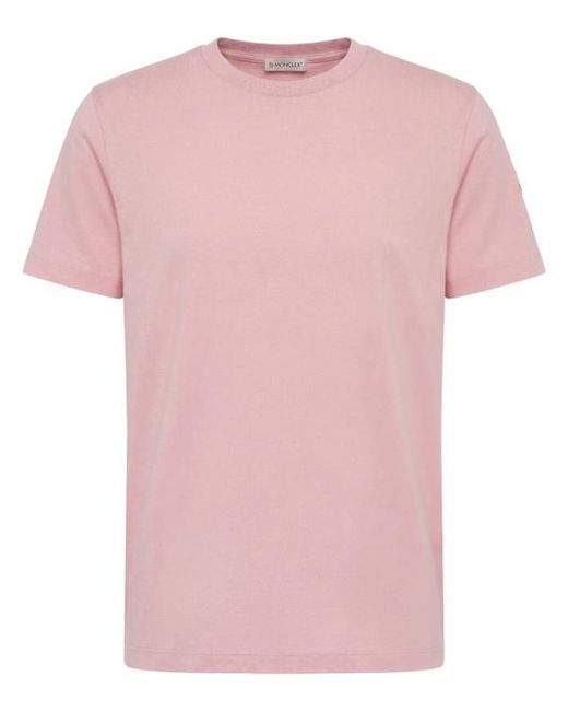Moncler Pink Embroidered Logo Cotton T-Shirt