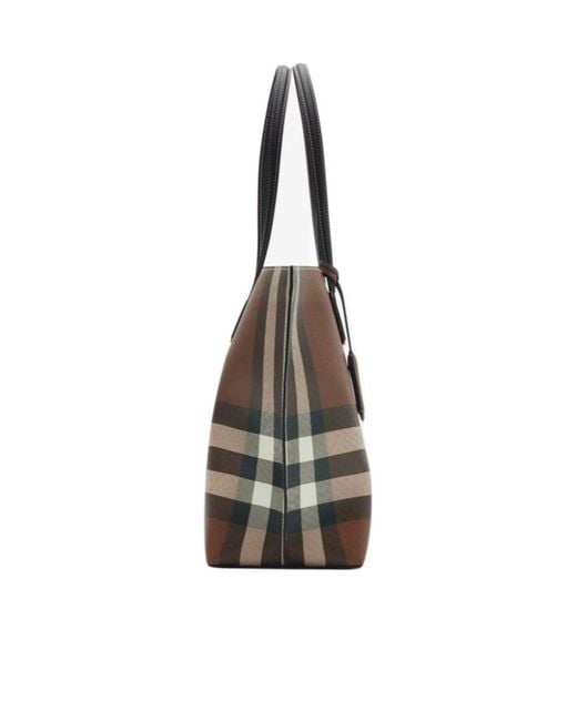 Burberry Brown Checkered Tote Bag