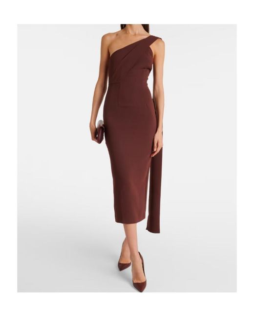 Roland Mouret Purple Asymmetric Cady Midi Dress