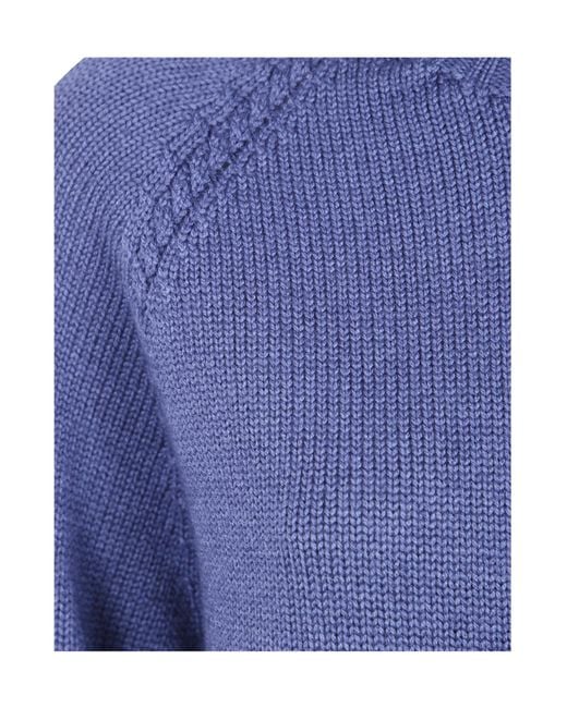 Rossopuro Blue Long-Sleeve High-Neck Top