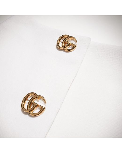 Gucci White Double G Button Crêpe Skirt