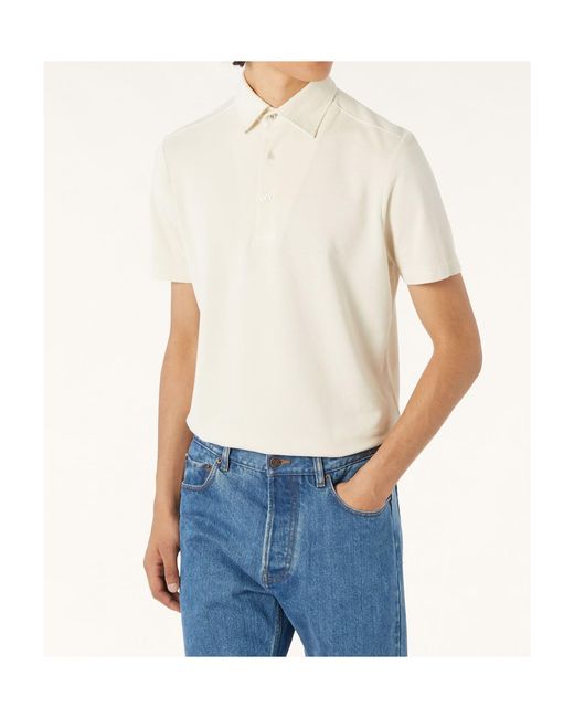Loro Piana White Short Sleeved Polo Shirt for men