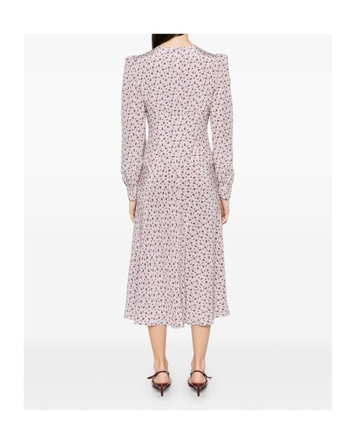 Alessandra Rich Purple Small Rose Print Dress