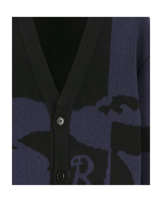 Burberry Black Ekd Intarsia-Knit Buttoned Cardigan for men