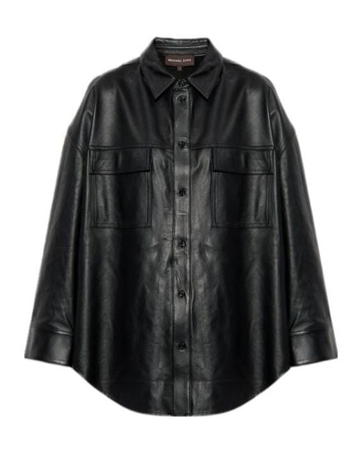 Michael Kors Black Buttoned Long-Sleeved Oversized Jacket