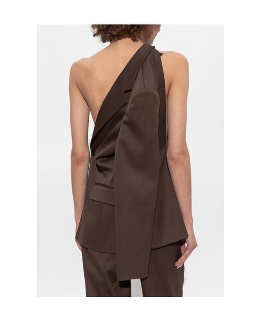 MM6 by Maison Margiela Brown Cut-Out Detailed Buttoned Blazer