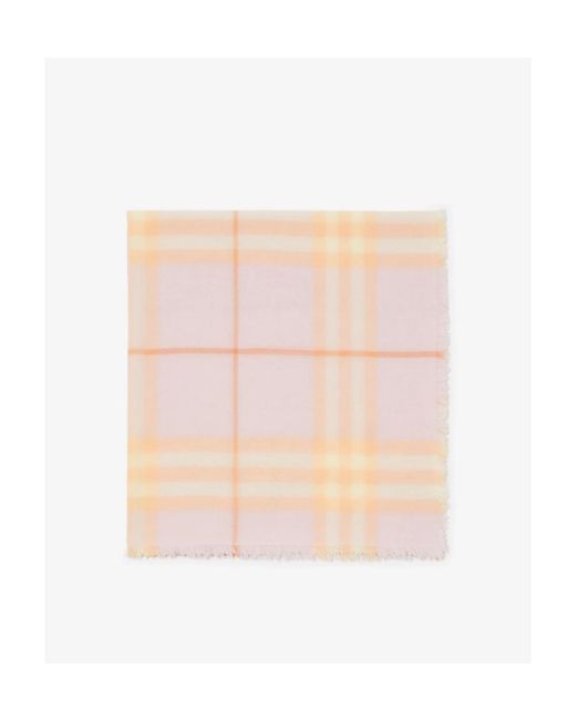 Burberry Pink Check-Printed Frayed-Edge Scarf for men