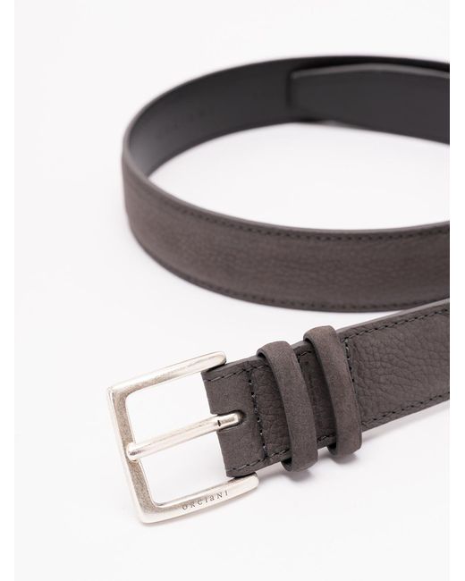Orciani White Pebbled Logo-Buckle Belt for men
