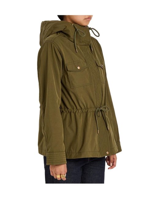 Moncler Green Waxed Poplin Parka Jacket