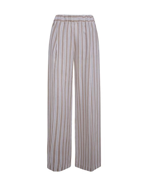 Semicouture Gray Striped Pleated Trousers