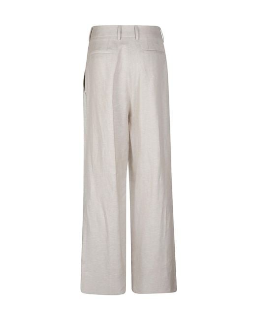 Pt Pantaloni Gray Pt Torino Pleated Wide-Leg Pants