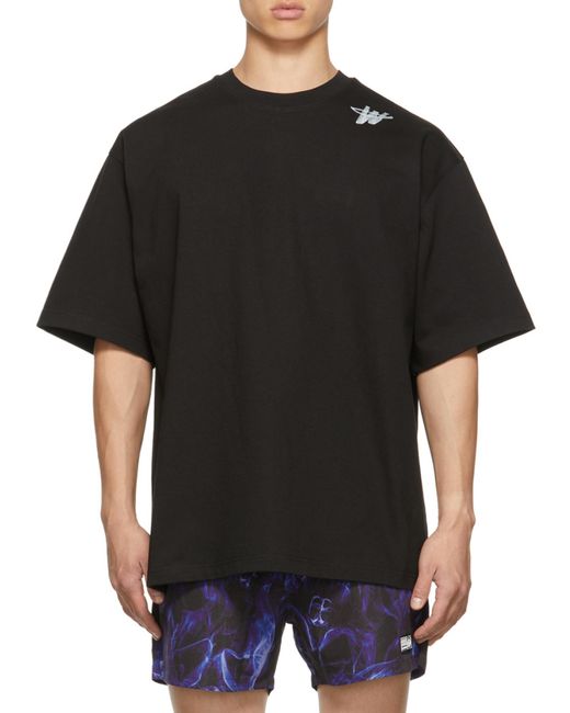 we11done Gray Oversized Logo Print T-Shirt for men