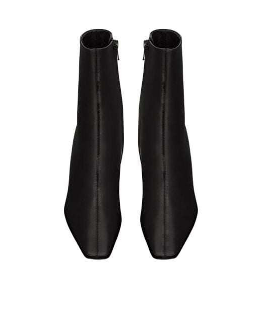 Saint Laurent Black Jill Square Pointed-Toe Ankle Boots