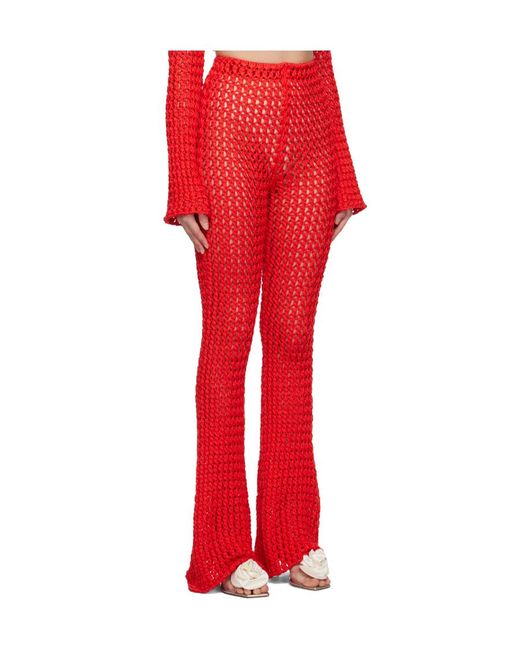 Moschino Red Crocheted Casual Pants