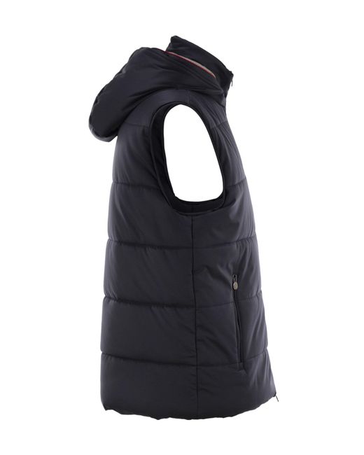 Kiton Blue Zip-Up Hooded Vest for men