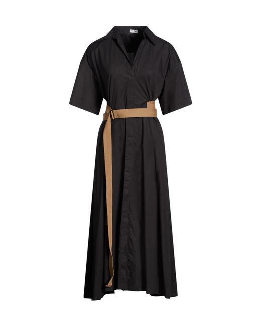 Brunello Cucinelli Black Solid Color Short-Sleeve Dress