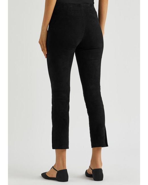 Vince Black Split-Cuff Suede Trousers