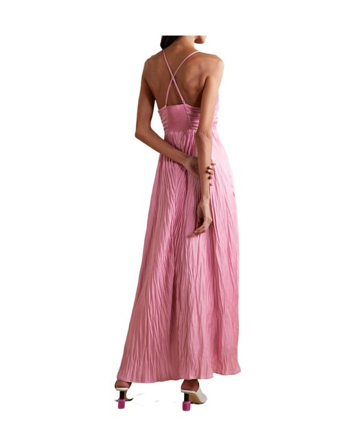 A.L.C. Pink Plissé-Satin Maxi Dress