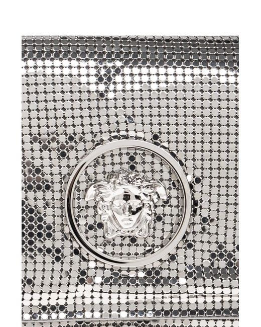 Versace Gray Embellished Chain-Linked Clutch Bag