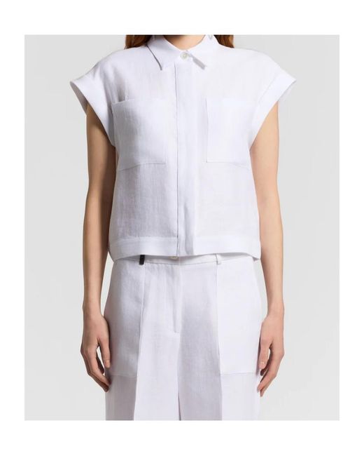 Peserico White Short-Sleeve Buttoned Shirt