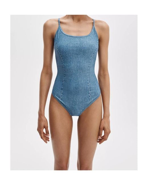 Rag & Bone Blue Thin-Strapped One-Piece Swimsuit
