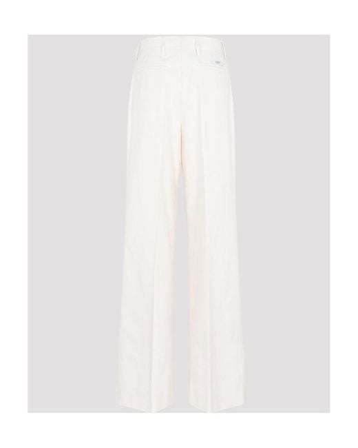 Prada White Logo Casual Trousers