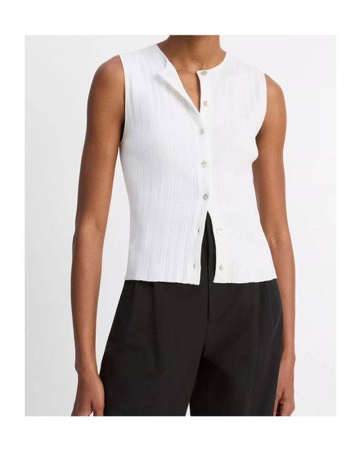 Vince White Sleeveless Cardigan