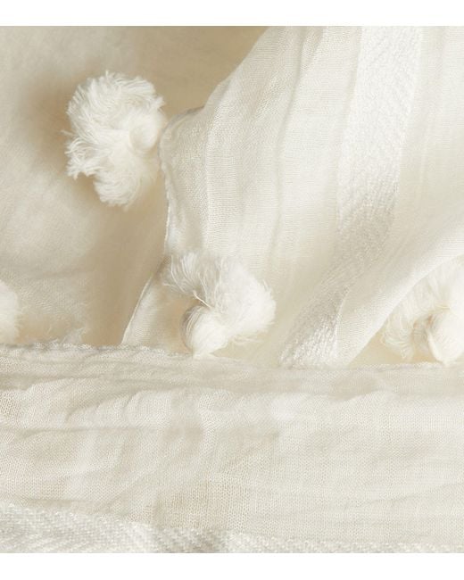 Melissa Odabash White Pareo Tassel Scarf